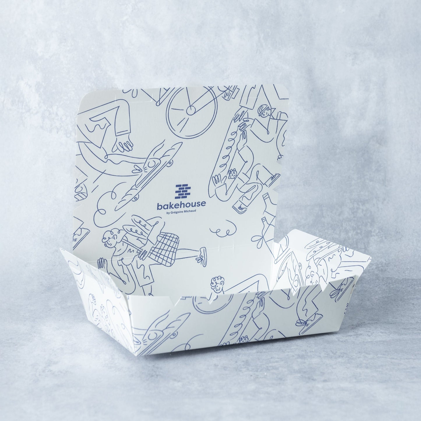 Bakehouse small takeaway box for egg tart and pastry.