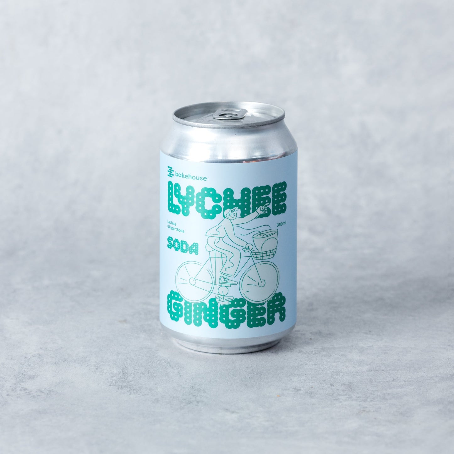 A can of Bakehouse Sparkling Lychee Ginger Soda for catering delivery.