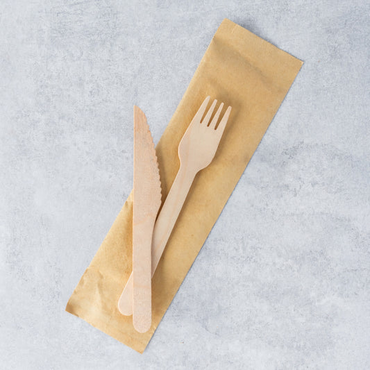 Bakehouse takeaway cutlery set with knife and fork.